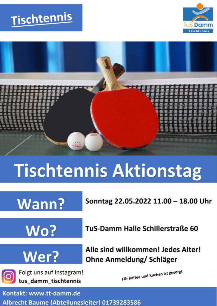 Einladungsflyer zum Tischtennis Aktionstag